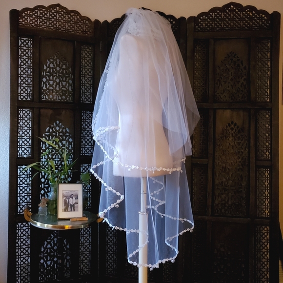 3 Layer wedding Veil Vintage (white) - Picture 2 of 12